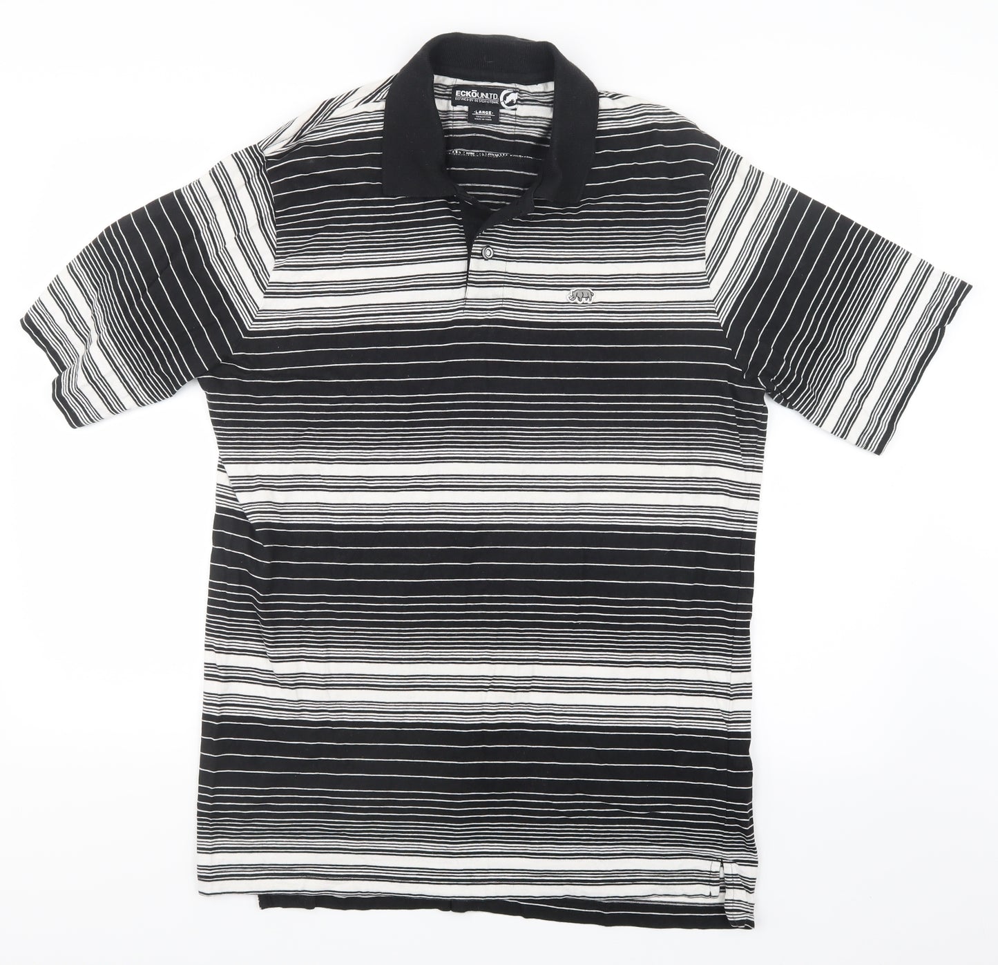 Ecko Unltd. Mens Black Striped   Polo Size L