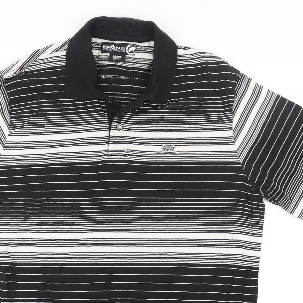 Ecko Unltd. Mens Black Striped   Polo Size L