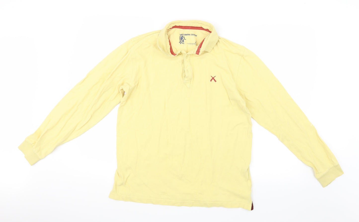 Criminal Damage Mens Yellow    T-Shirt Size L