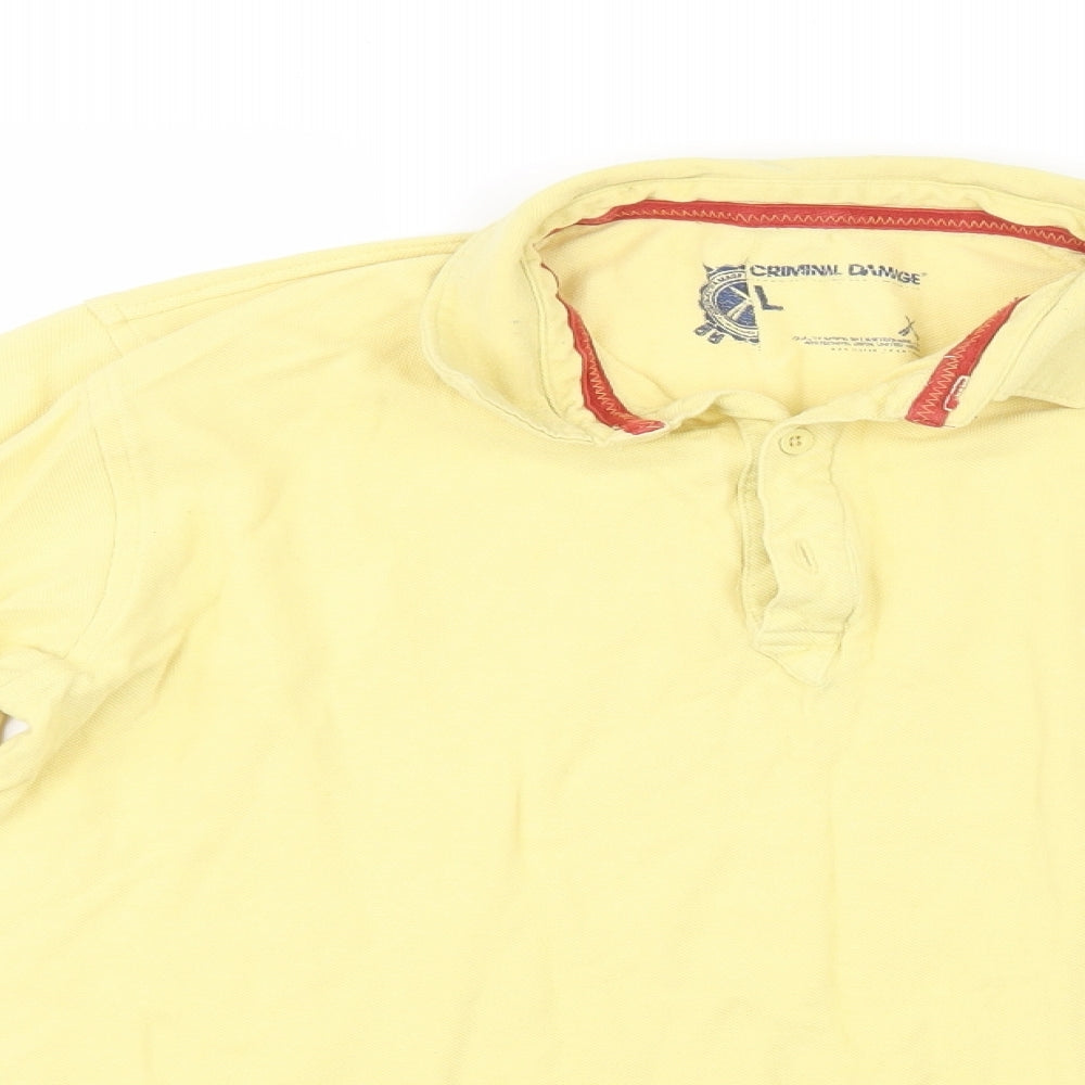 Criminal Damage Mens Yellow    T-Shirt Size L