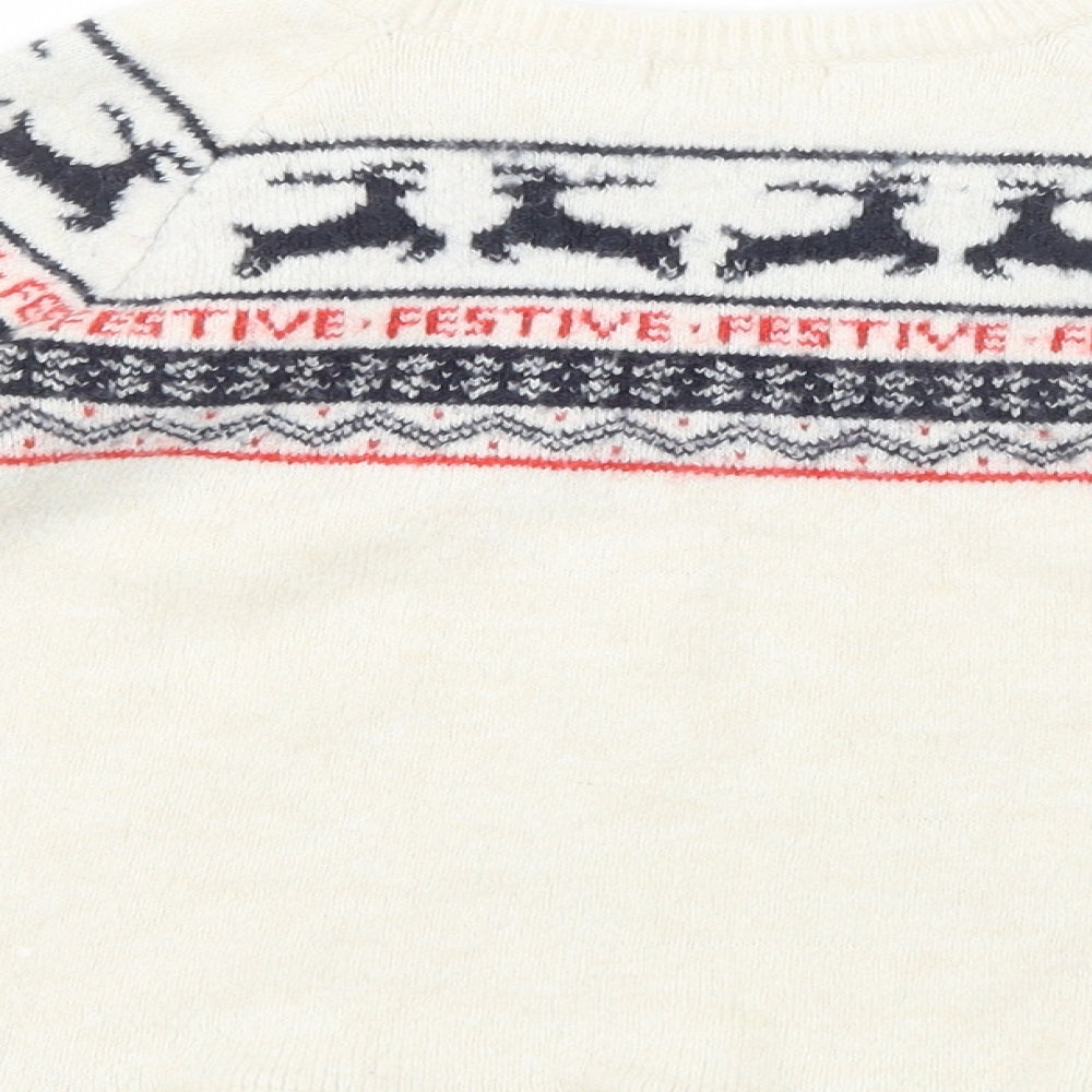 H&M Girls Ivory  Knit Pullover Jumper Size 7-8 Years  - Christmas