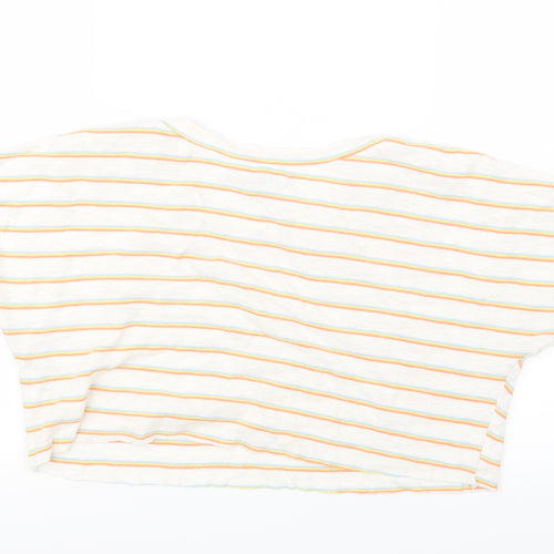 Primark Womens Red Striped  Cropped T-Shirt Size 6