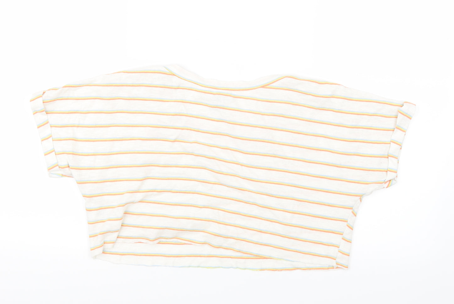 Primark Womens Red Striped  Cropped T-Shirt Size 6