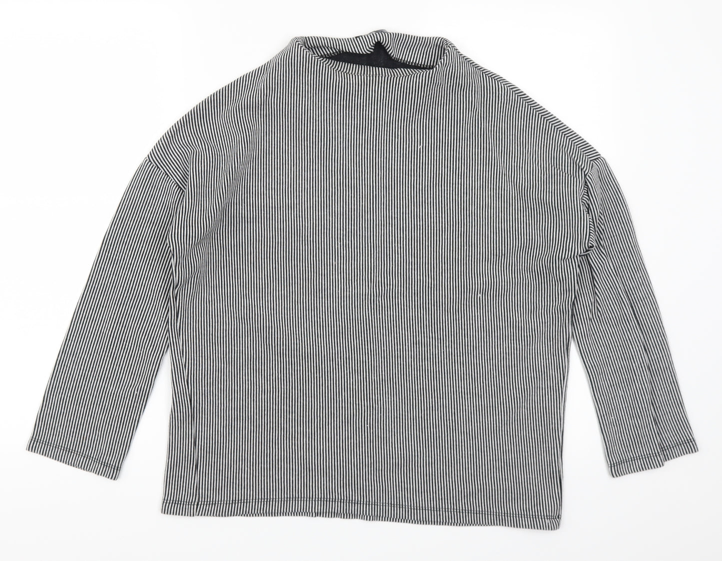 Zara Womens Grey Striped  Pullover Sweatshirt Size M  - Black and White