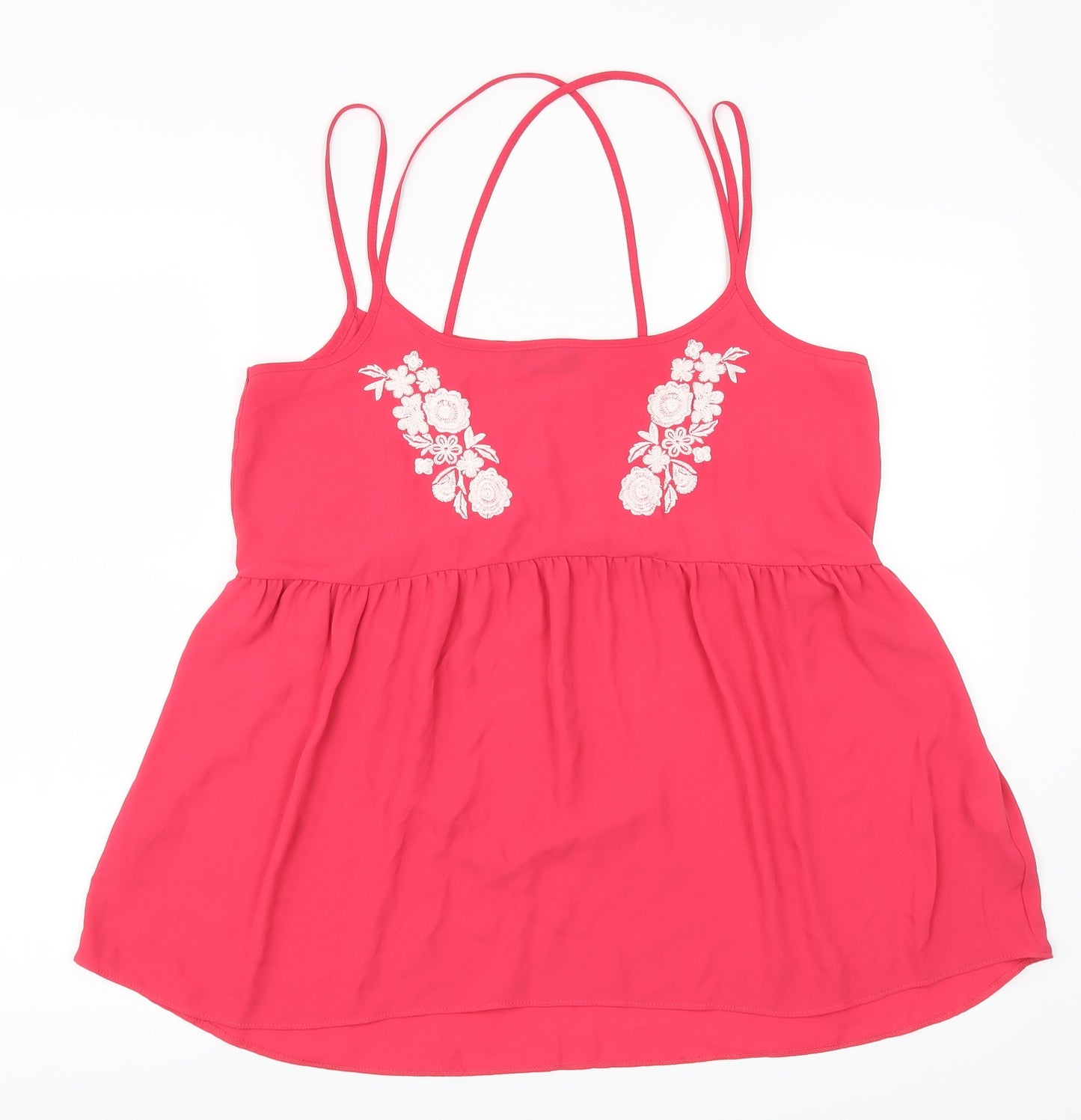 George Womens Pink Floral  Basic Tank Size 12