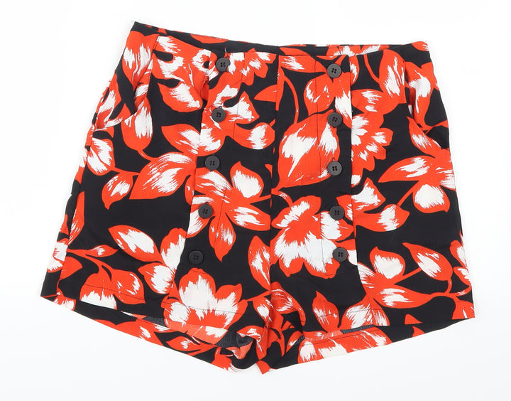 QED London Womens Orange Floral Sailor Shorts Size 8