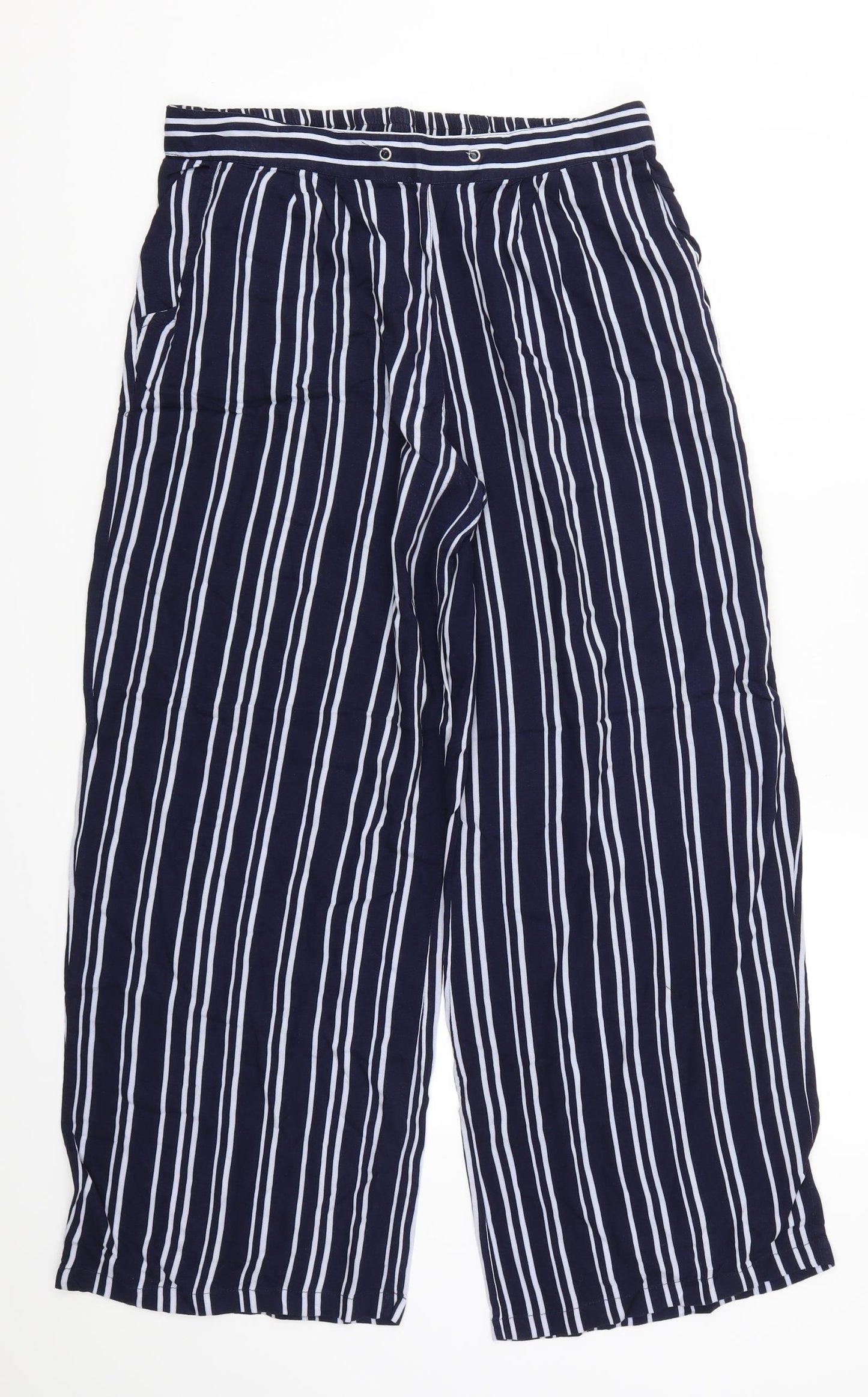 Primark Womens Blue Striped  Trousers  Size 14 L27 in