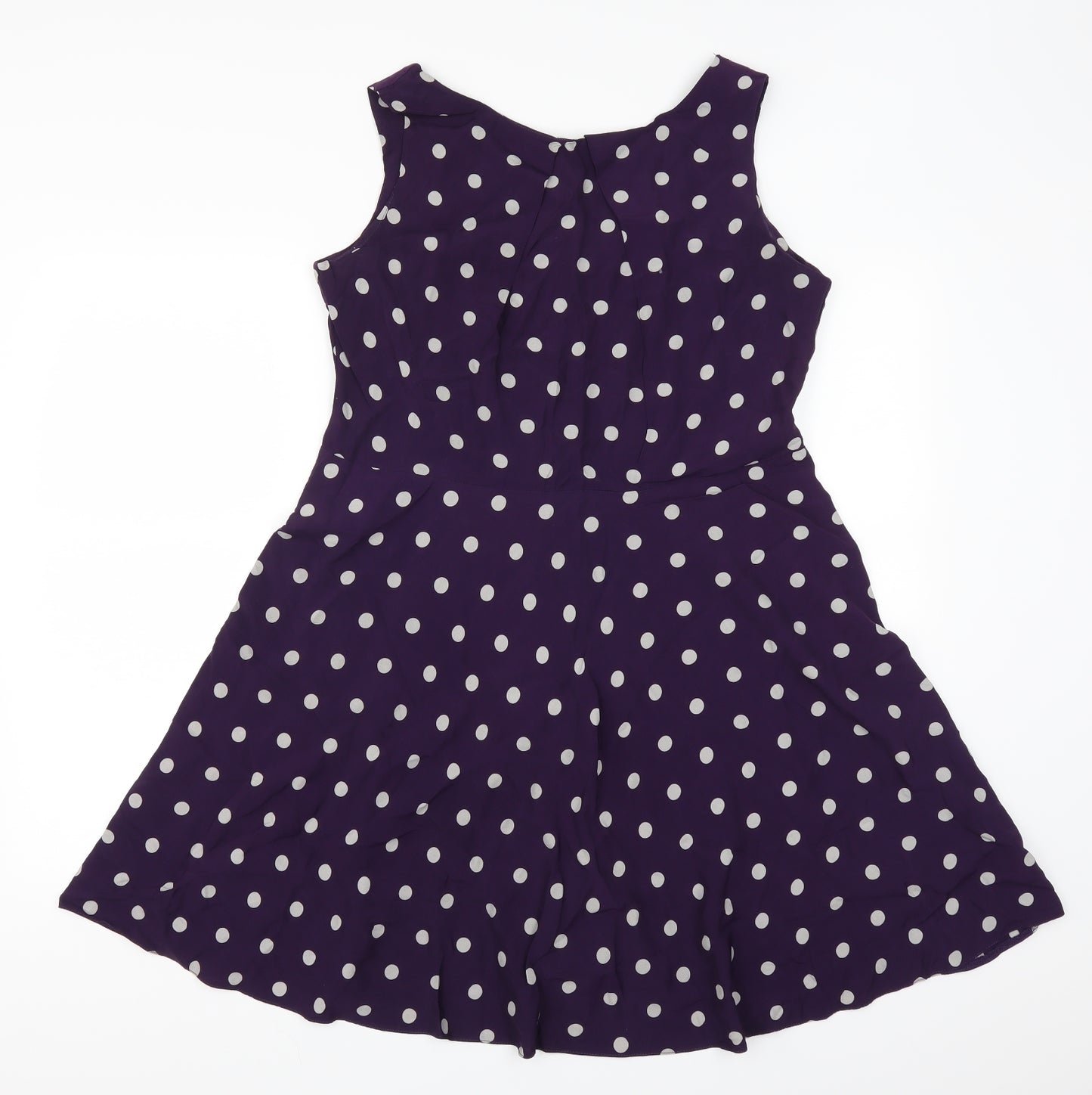 Apricot Womens Purple Polka Dot  Skater Dress  Size XL