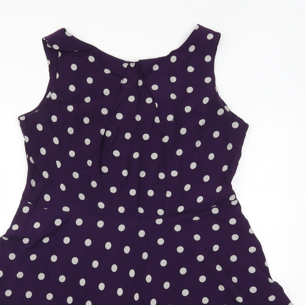 Apricot Womens Purple Polka Dot  Skater Dress  Size XL