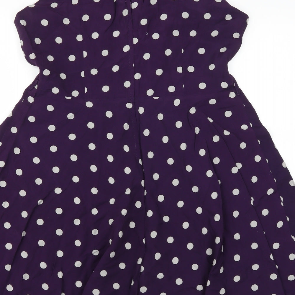 Apricot Womens Purple Polka Dot  Skater Dress  Size XL