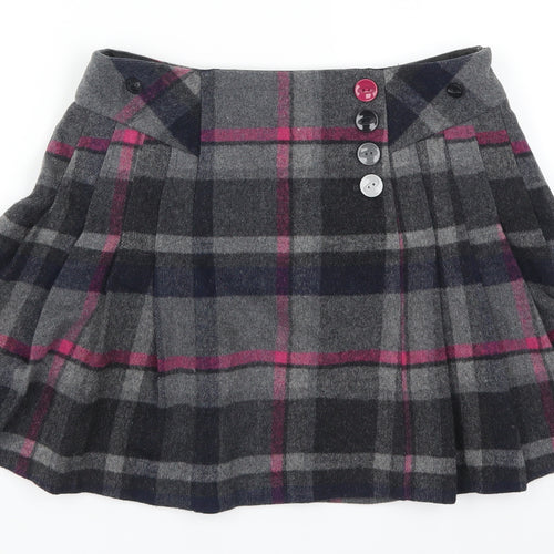 Matalan Womens Grey Check  Pleated Skirt Size 8  - Pink