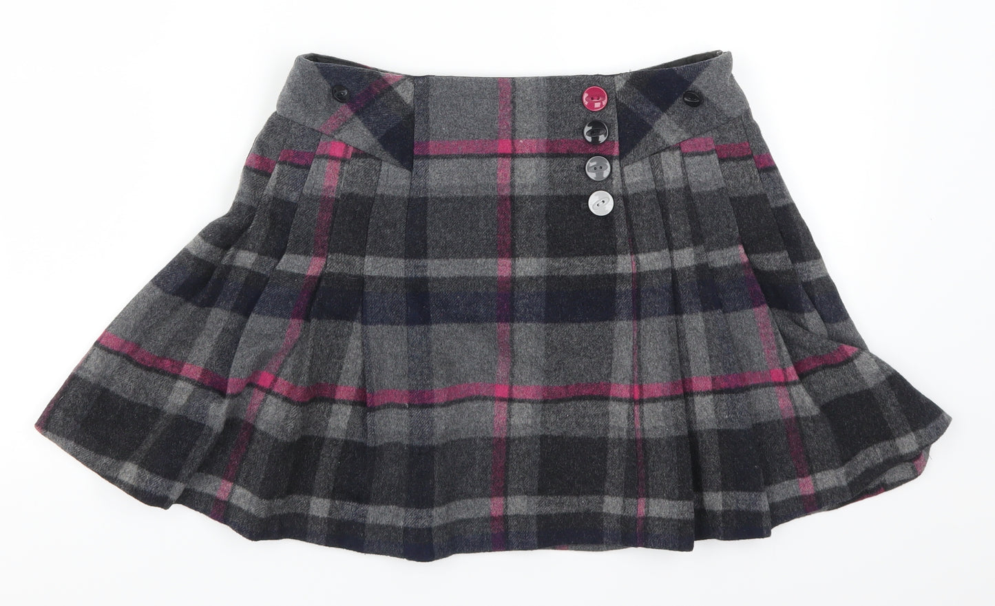 Matalan Womens Grey Check  Pleated Skirt Size 8  - Pink