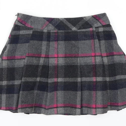 Matalan Womens Grey Check  Pleated Skirt Size 8  - Pink