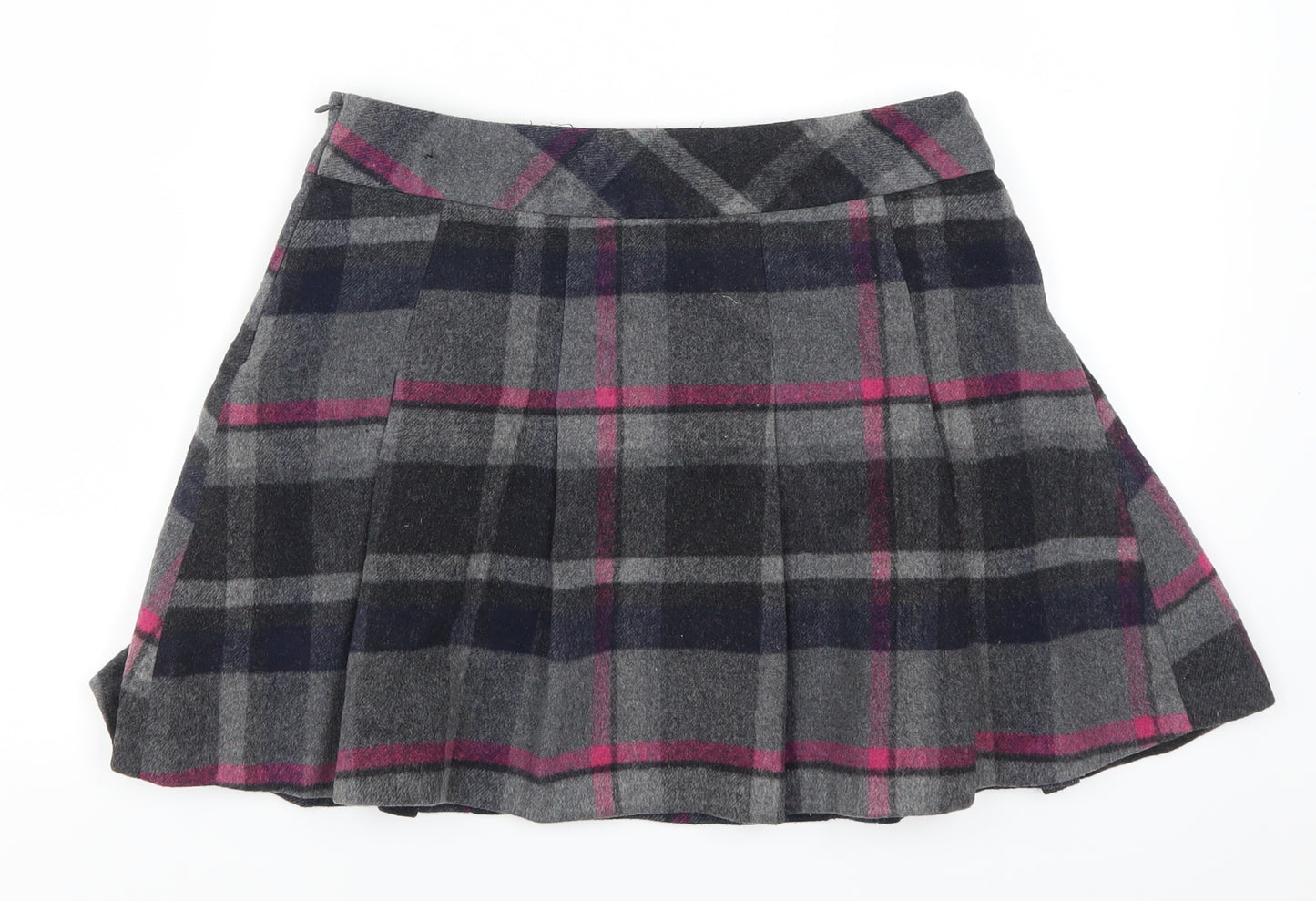Matalan Womens Grey Check  Pleated Skirt Size 8  - Pink