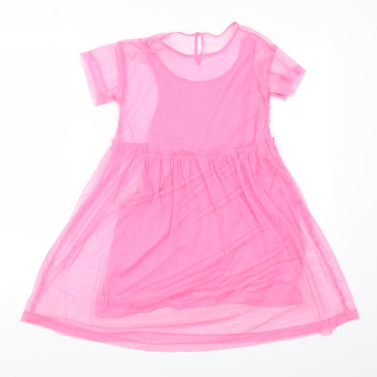 H&M Girls Pink  Mesh Skater Dress  Size 7 Years