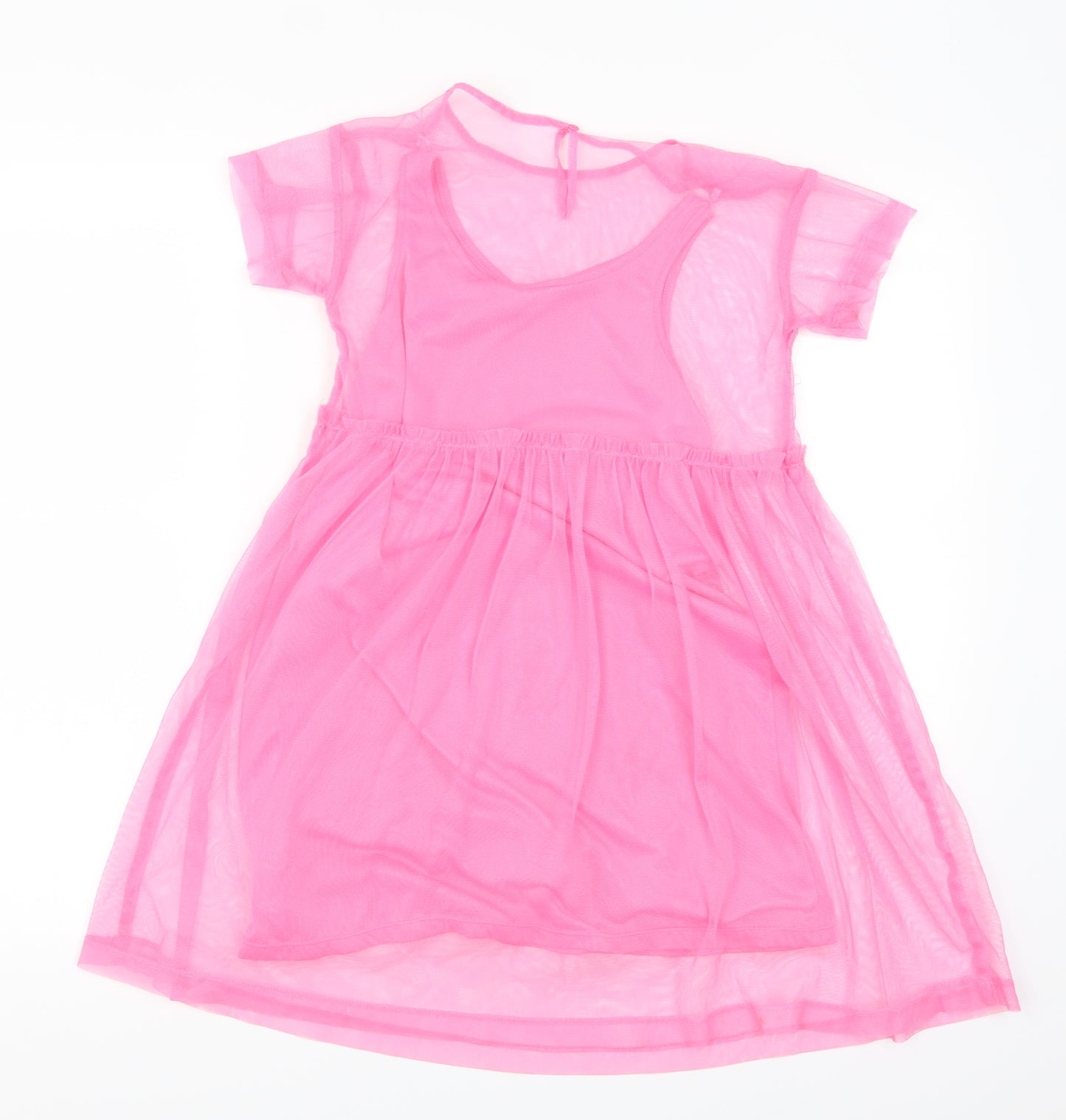 H&M Girls Pink  Mesh Skater Dress  Size 7 Years