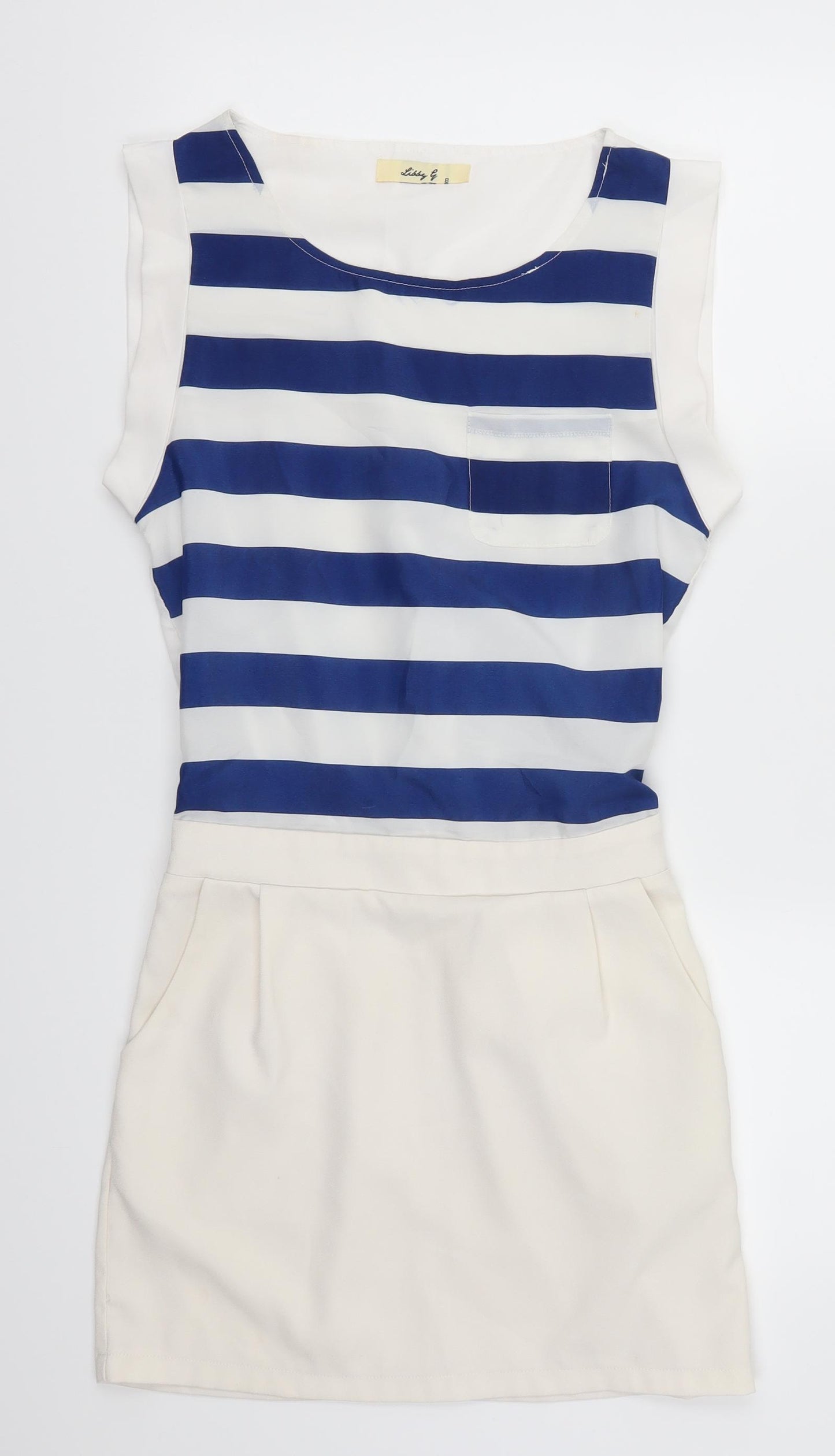 Lissy G Womens Blue Striped  Mini  Size 8