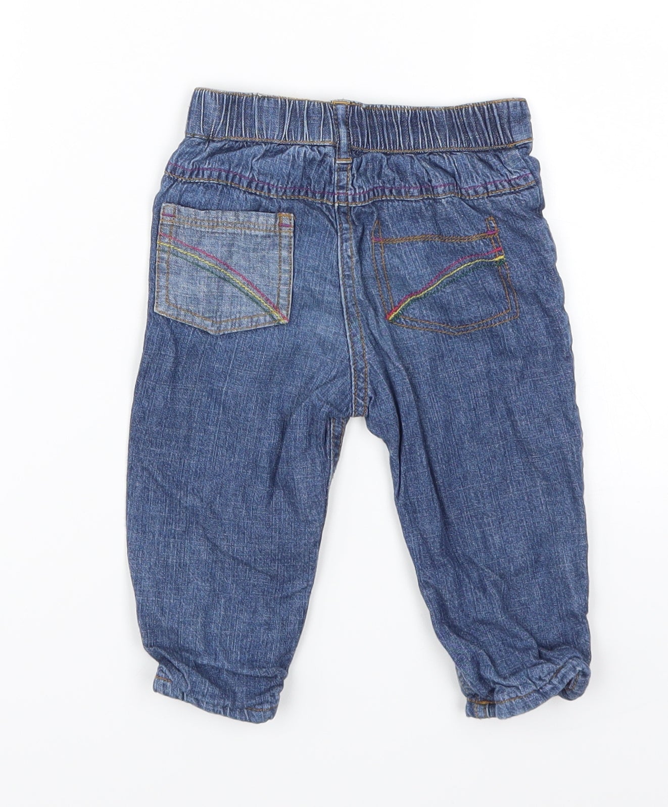 Nutmeg Girls Blue Floral Denim Capri Jeans Size 6-9 Months