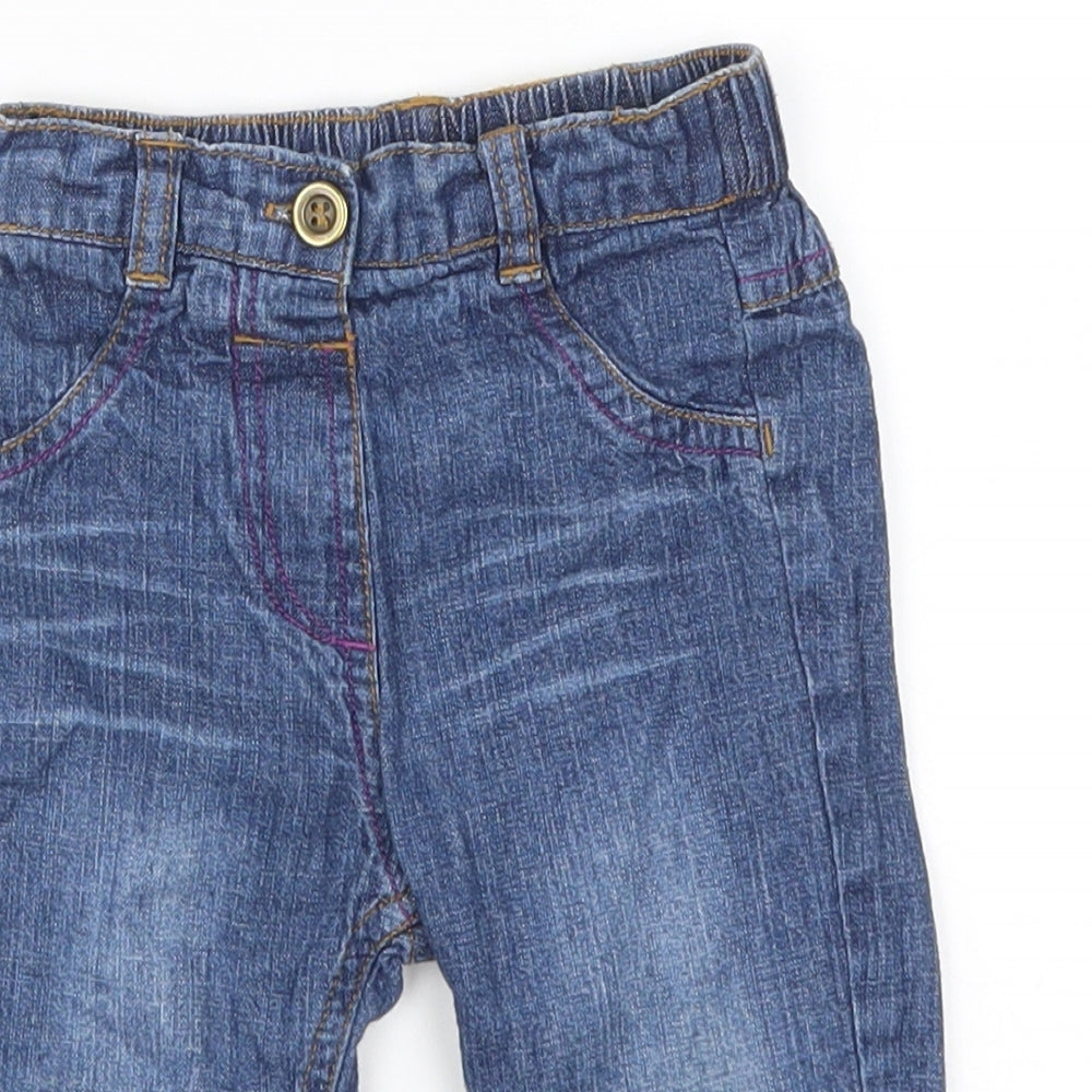 Nutmeg Girls Blue Floral Denim Capri Jeans Size 6-9 Months
