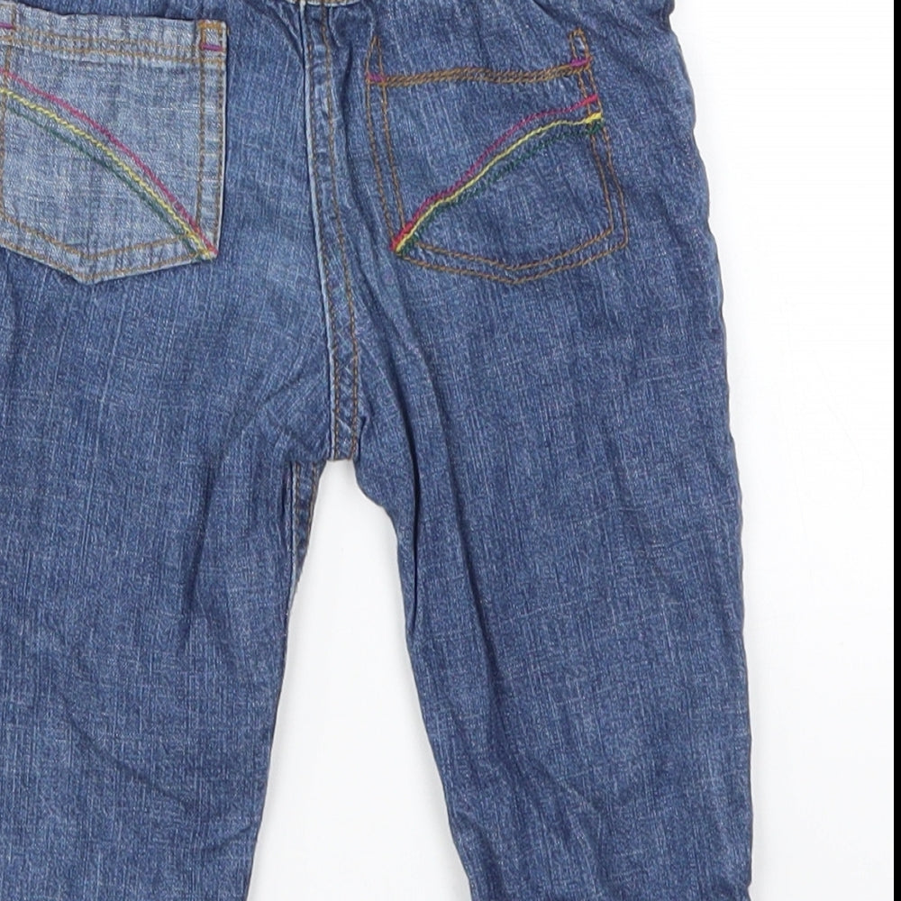 Nutmeg Girls Blue Floral Denim Capri Jeans Size 6-9 Months