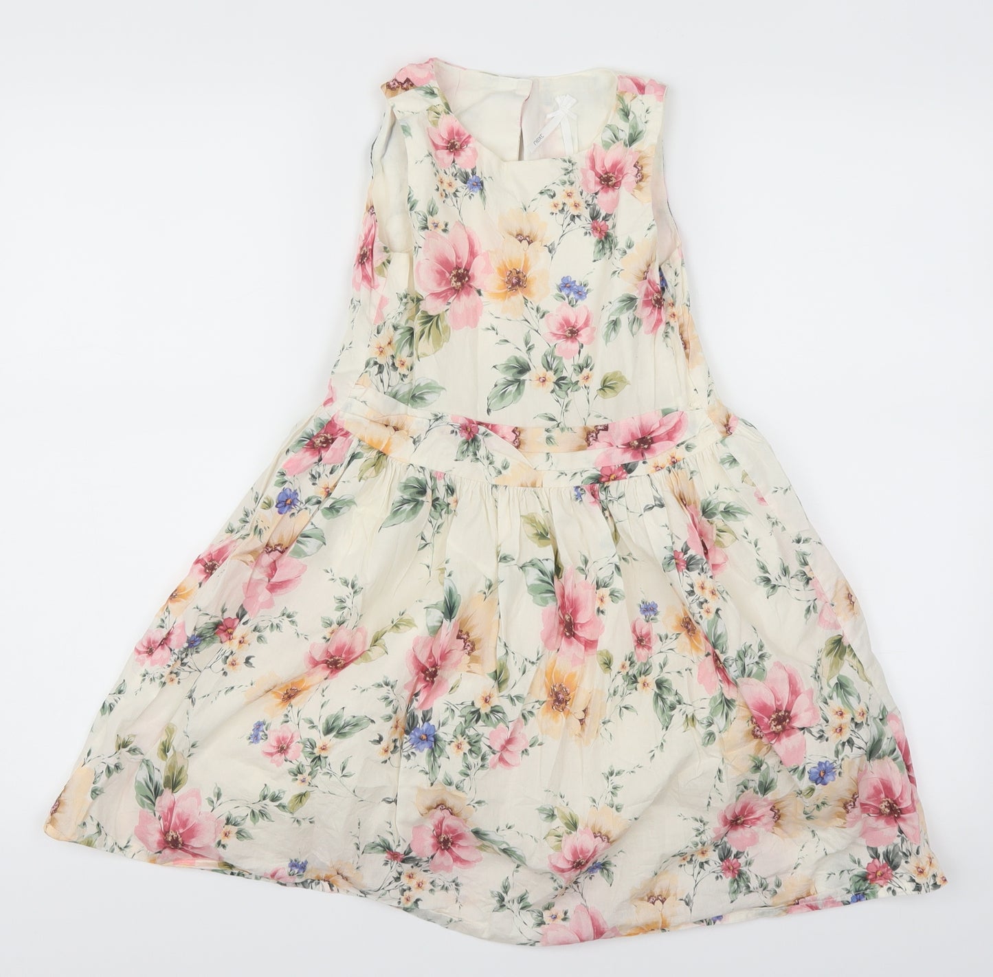 NEXT Girls Beige Floral  Skater Dress  Size 9 Years