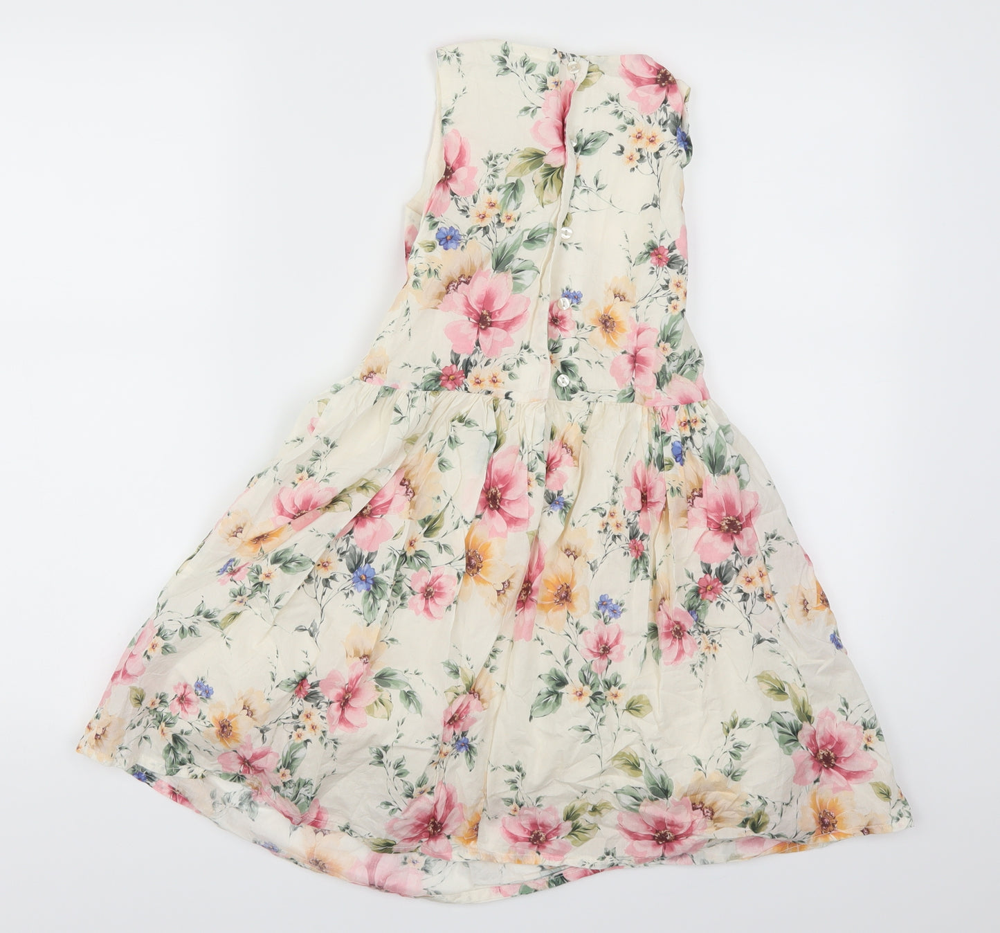NEXT Girls Beige Floral  Skater Dress  Size 9 Years