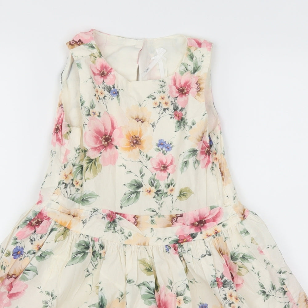 NEXT Girls Beige Floral  Skater Dress  Size 9 Years
