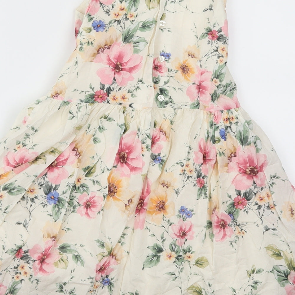 NEXT Girls Beige Floral  Skater Dress  Size 9 Years