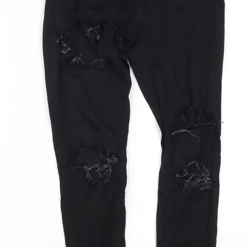 Topshop Womens Black  Denim Skinny Jeans Size 26 in L26 in - Heavily Distressed
