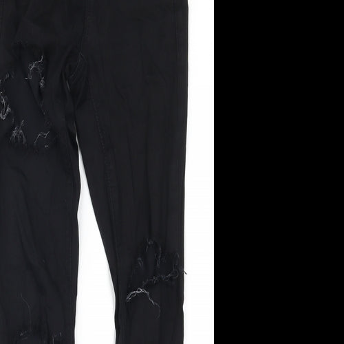 Topshop Womens Black  Denim Skinny Jeans Size 26 in L26 in - Heavily Distressed