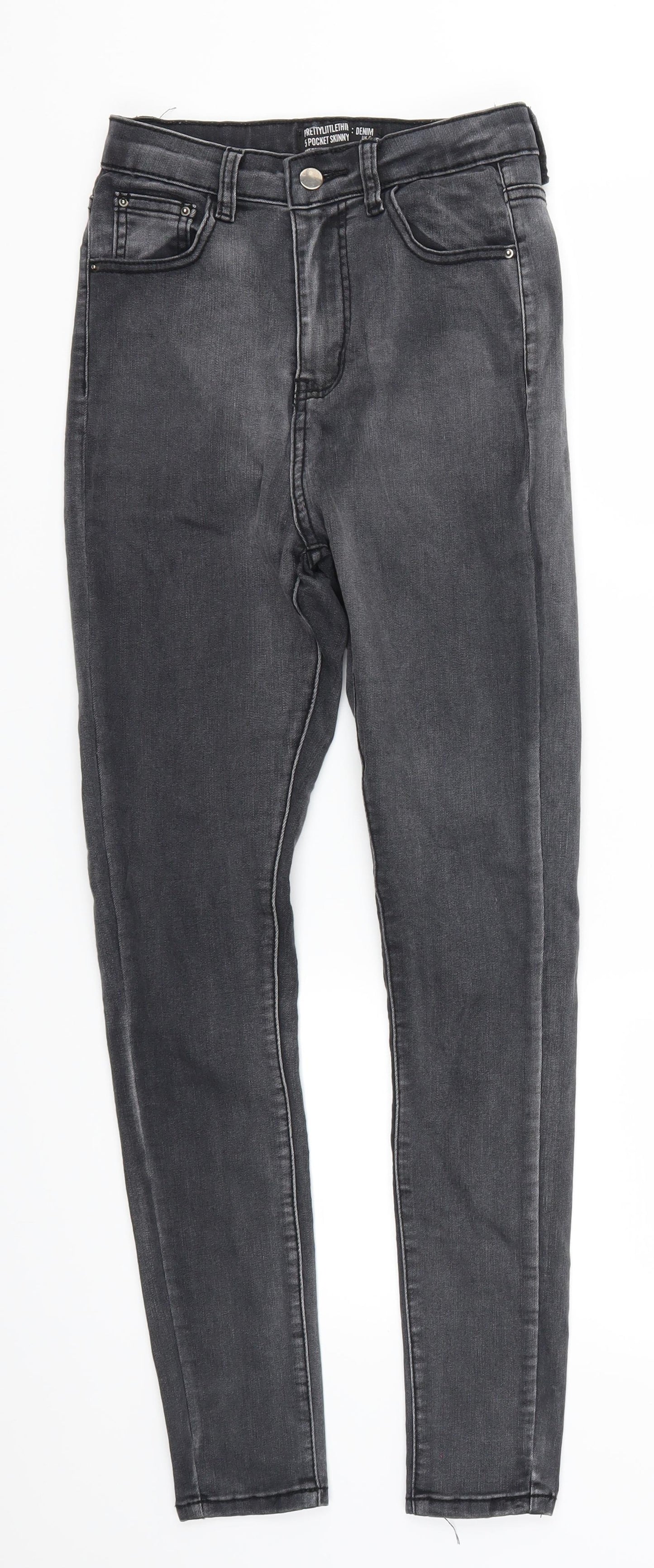 Pretty Little Thing Womens Grey  Denim Skinny Jeans Size 6 L27 in
