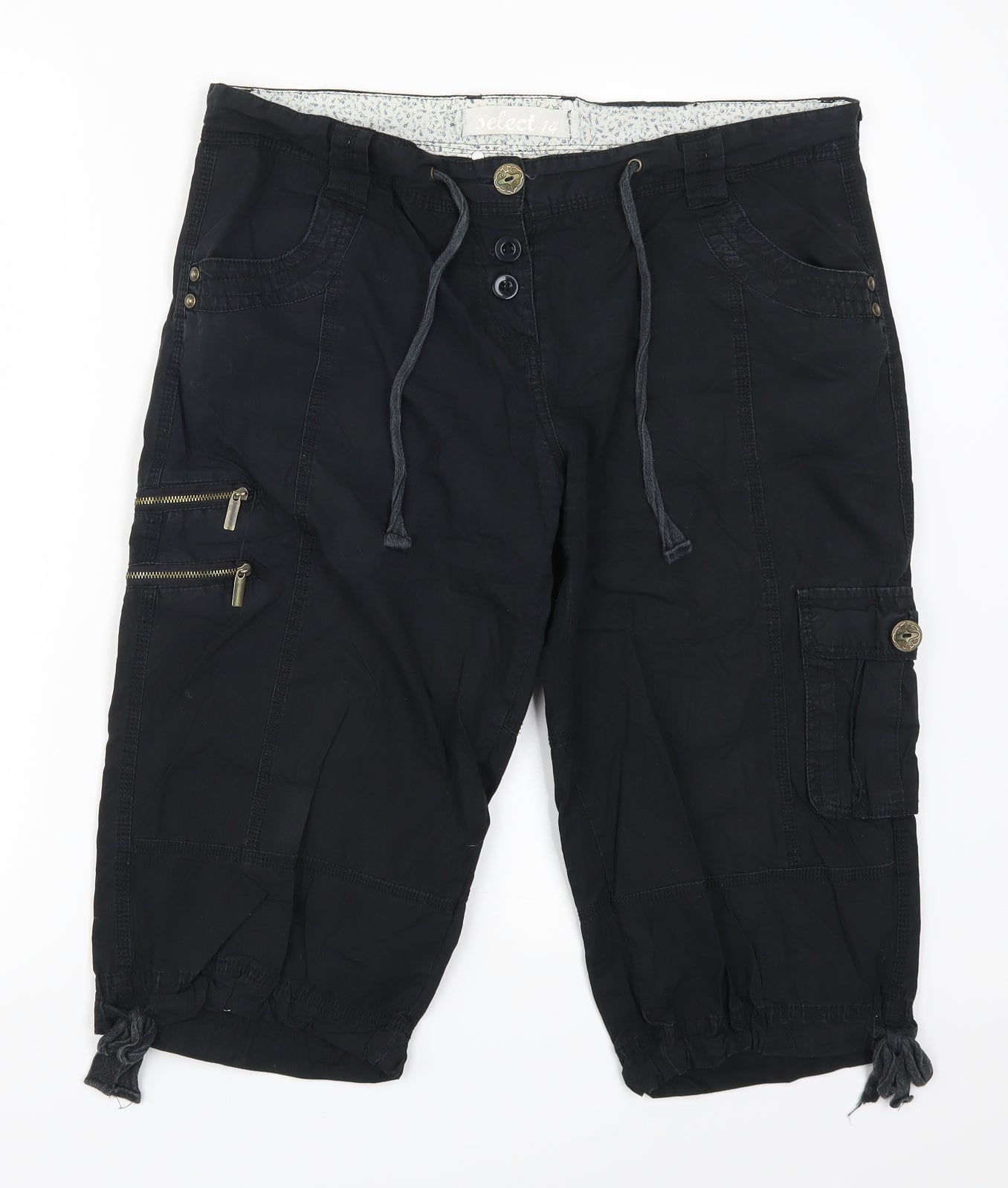 Select Womens Black   Cropped Trousers Size 14