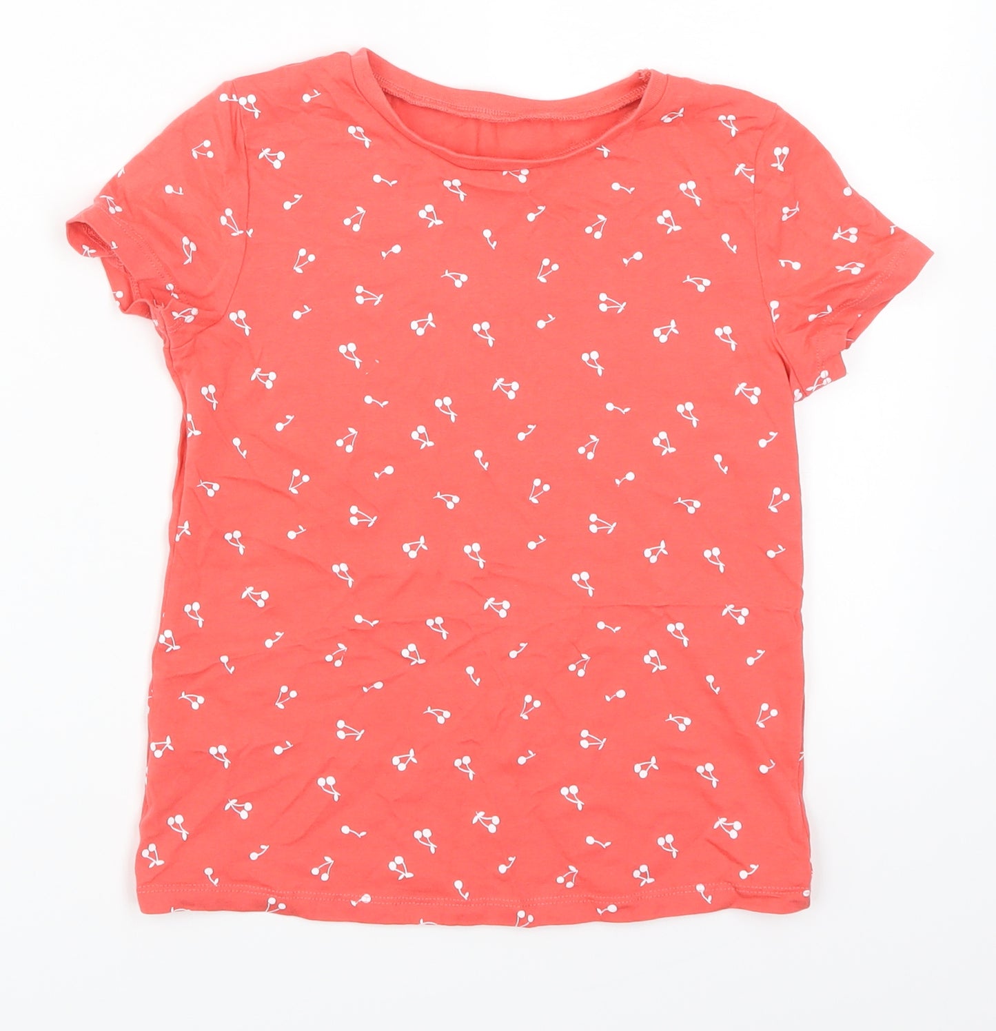 George Girls Pink   Basic T-Shirt Size 7-8 Years  - Cherry Print