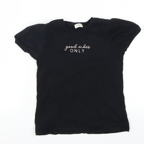 F&F Girls Black   Basic T-Shirt Size 7-8 Years  - Good Wishes Only