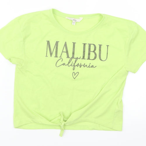 Evie Girls Green   Basic T-Shirt Size 11-12 Years  - Malibu California