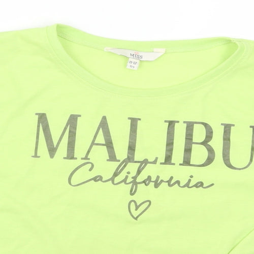 Evie Girls Green   Basic T-Shirt Size 11-12 Years  - Malibu California