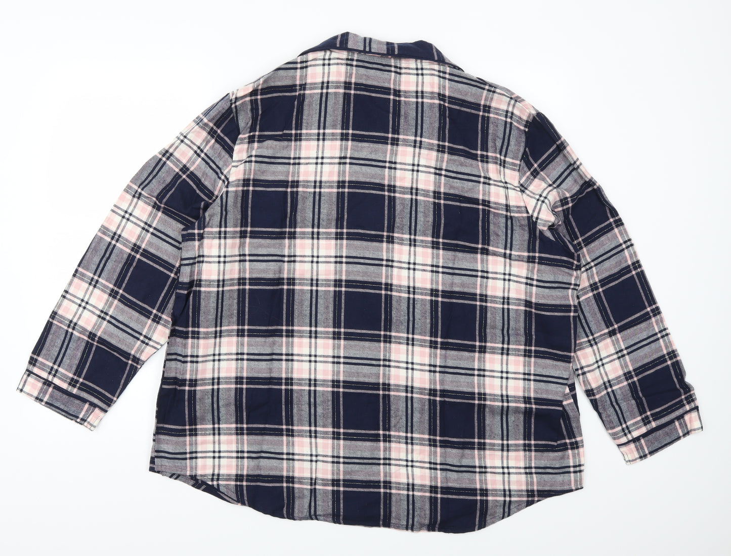 Marks and Spencer Womens Pink Check  Top Pyjama Top Size 20  - Blue