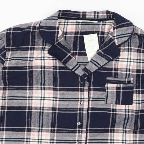 Marks and Spencer Womens Pink Check  Top Pyjama Top Size 20  - Blue