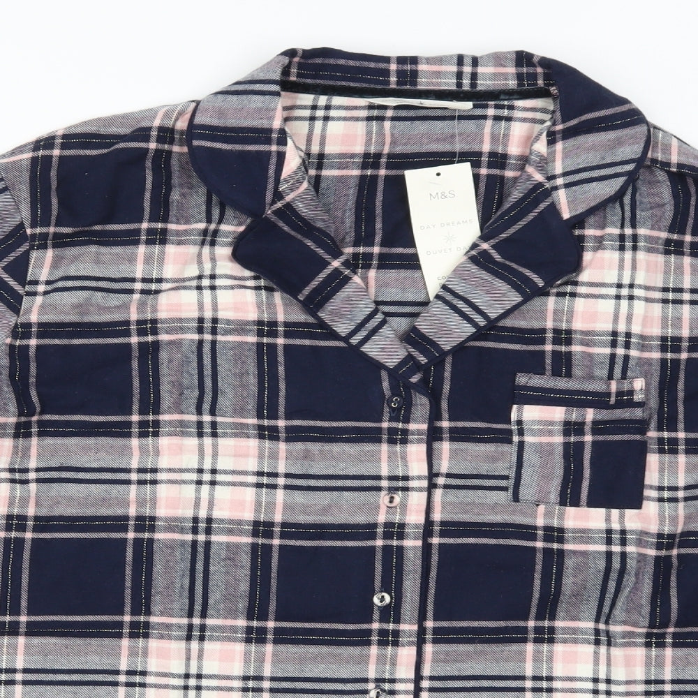 Marks and Spencer Womens Pink Check  Top Pyjama Top Size 20  - Blue