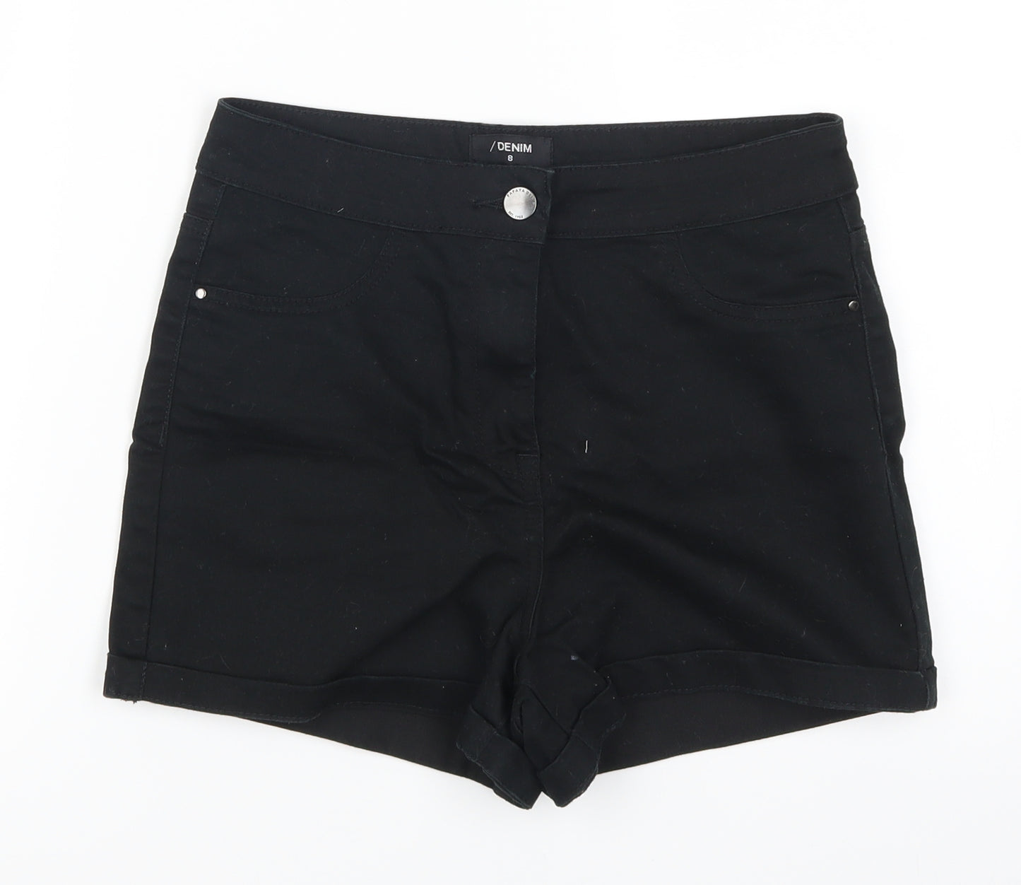 Matalan Womens Black  Denim Mom Shorts Size 8