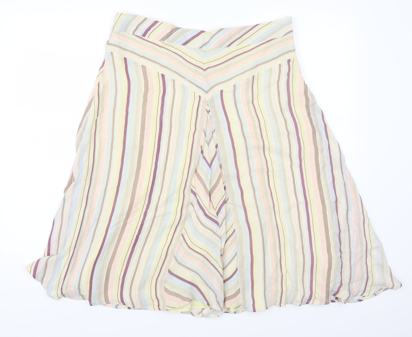 Oasis Womens Multicoloured Striped  Skater Skirt Size 14