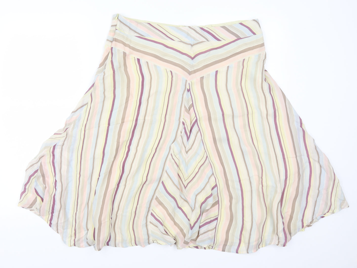 Oasis Womens Multicoloured Striped  Skater Skirt Size 14