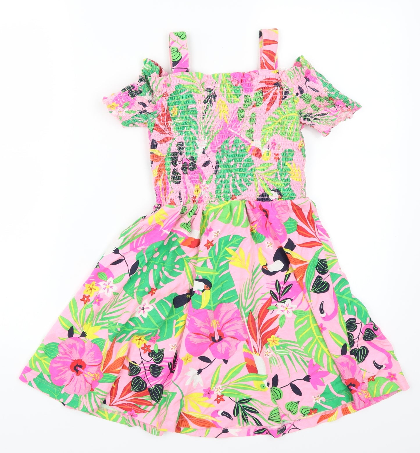 George Girls Pink   Skater Dress  Size 8-9 Years  - Jungle Floral Print