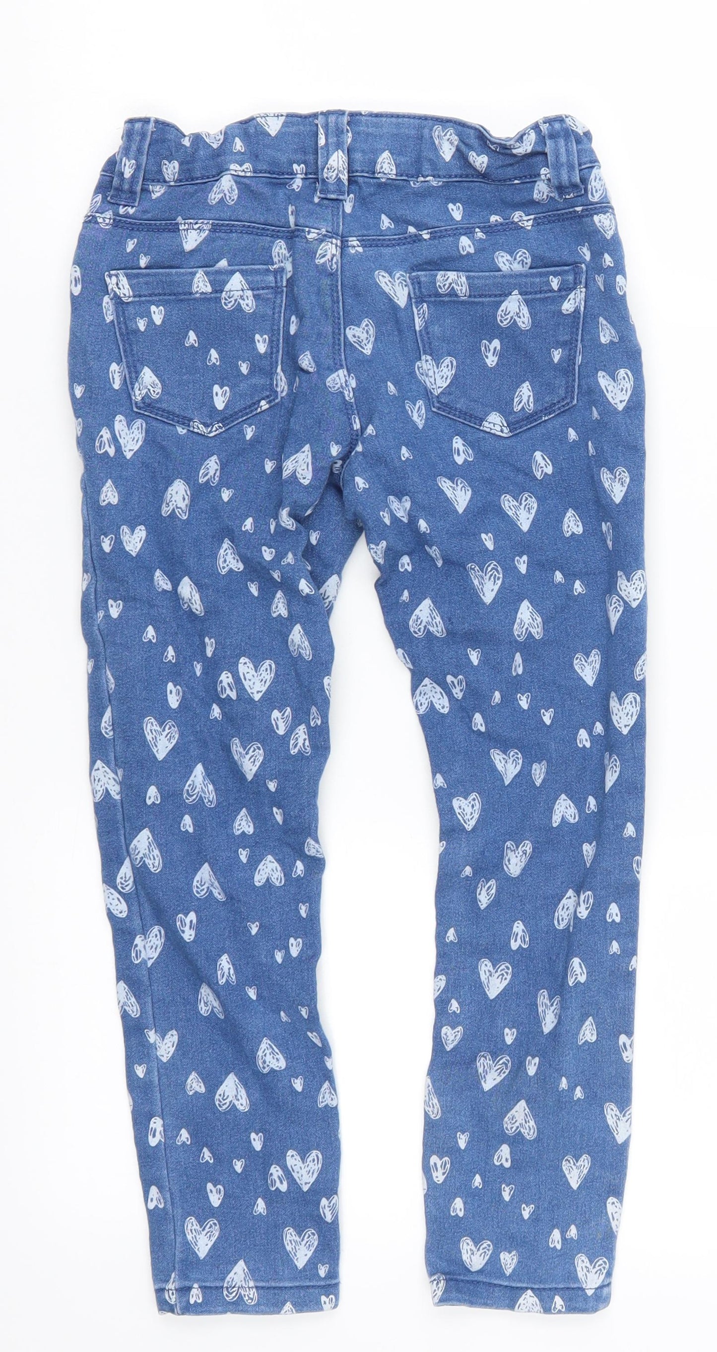 Denim Co Girls Blue Geometric Denim Skinny Jeans Size 7-8 Years - Love Hearts