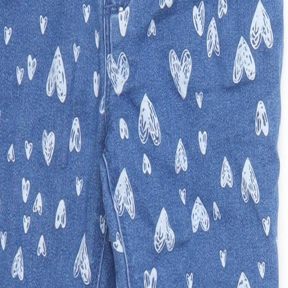 Denim Co Girls Blue Geometric Denim Skinny Jeans Size 7-8 Years - Love Hearts