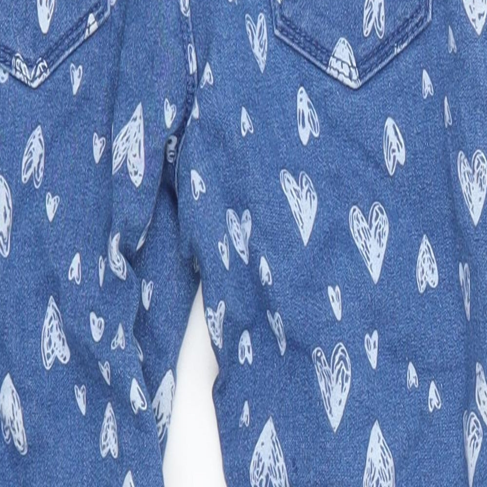 Denim Co Girls Blue Geometric Denim Skinny Jeans Size 7-8 Years - Love Hearts