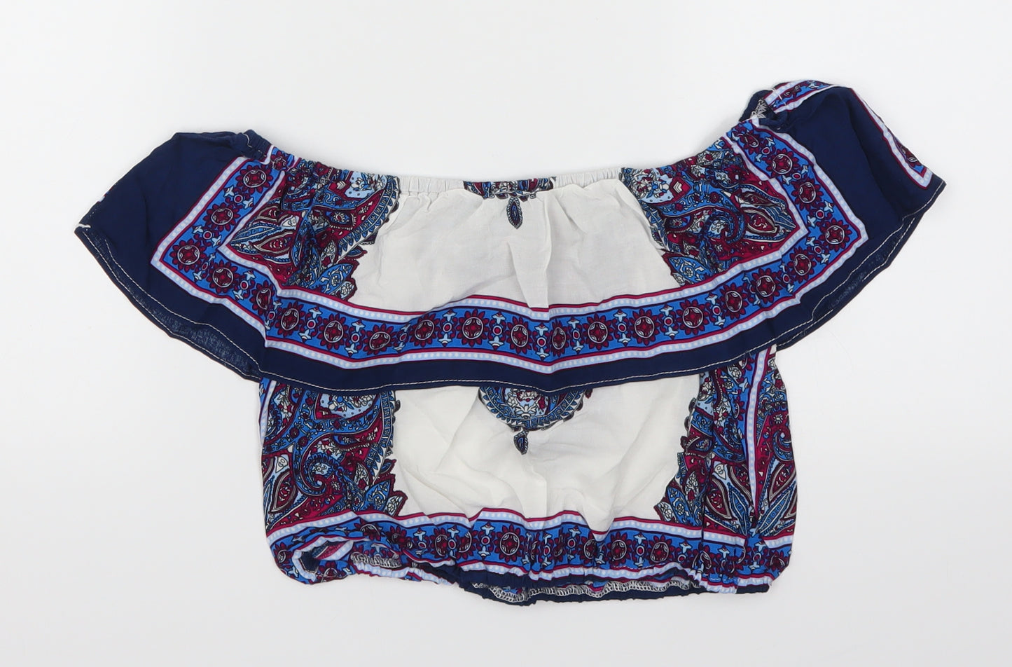 Love & Other Things Womens Blue Geometric  Cropped Tank Size M  - Batik
