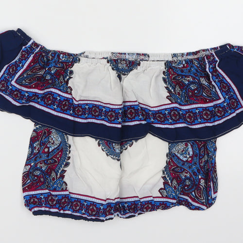 Love & Other Things Womens Blue Geometric  Cropped Tank Size M  - Batik