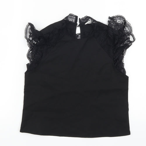 SheIn Girls Black   Basic T-Shirt Size 8 Years  - Lace Detail