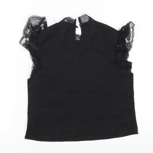 SheIn Girls Black   Basic T-Shirt Size 8 Years  - Lace Detail